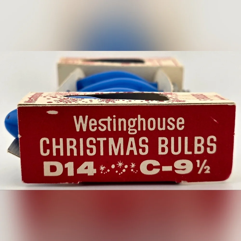 Vintage NOS 1960s Blue Westinghouse D14 C-9½ Christmas Bulbs Original Box